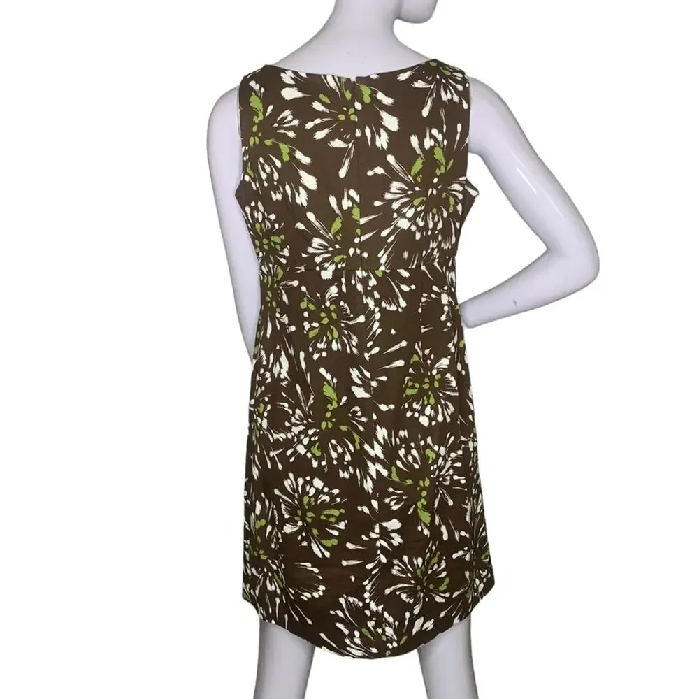 Kim Rogers Bodycon Dress size 8P Brown And Green Floral Print